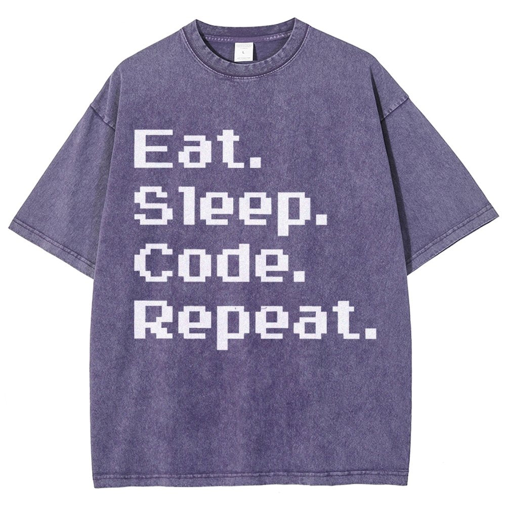 Eat Sleep Code Repeat Vintage Distressed T-shirt