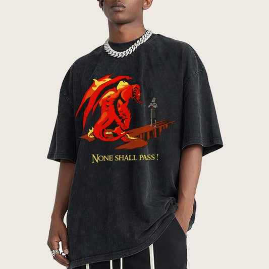 None Shall Pass Vintage Distressed T-shirt