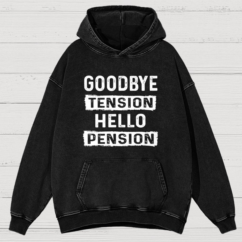 Funny Retirement Goodbye Tension Hello Pension Vintage Distressed Hoodie