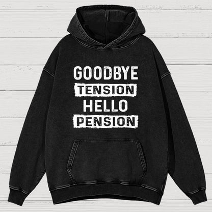 Funny Retirement Goodbye Tension Hello Pension Vintage Distressed Hoodie