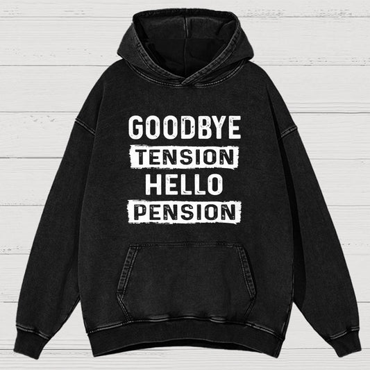 Funny Retirement Goodbye Tension Hello Pension Vintage Distressed Hoodie