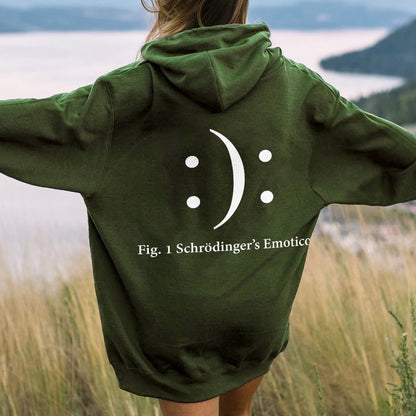 Schrodinger's Emoticon Printed Back Unisex Cotton Hoodie