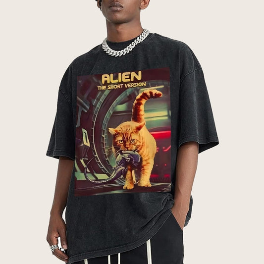 Mystery Cat Heavy Vintage Distressed T-shirt