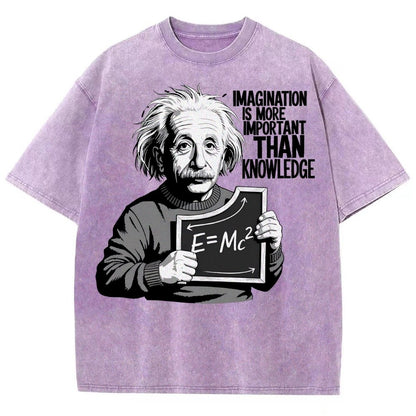 Imagination is more important than knowledge Vintage Distressed T-shirt