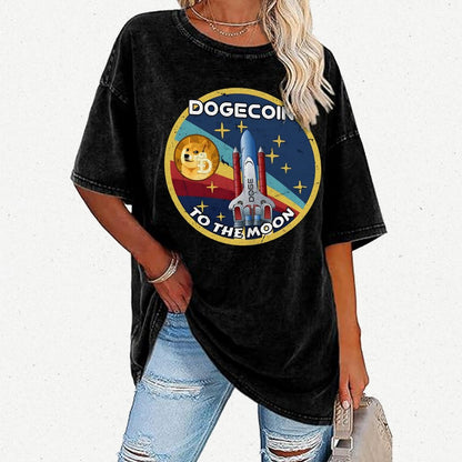 Dogecoin To The Moon DOGE Vintage Distressed T-shirt
