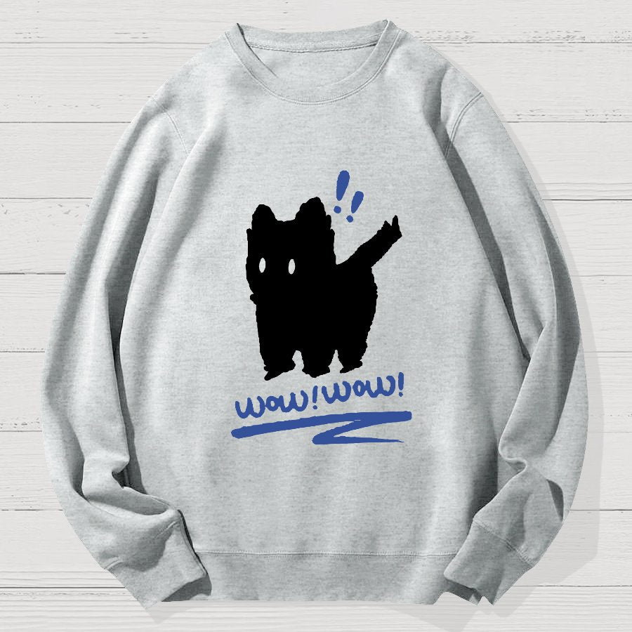 Black Cat Wow！Wow！Geek Cotton Sweatshirt