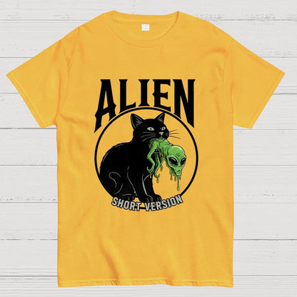 Black Cat Eating Alien Geek T-Shirt