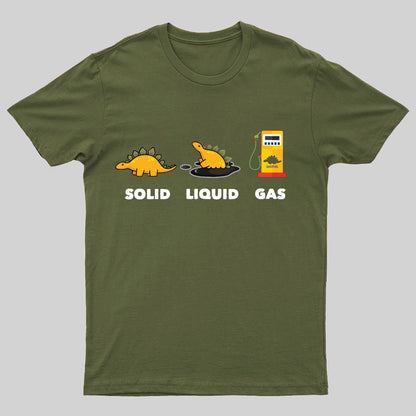 Dinosaur Solid Liquid Gas Science Geeky T-Shirt