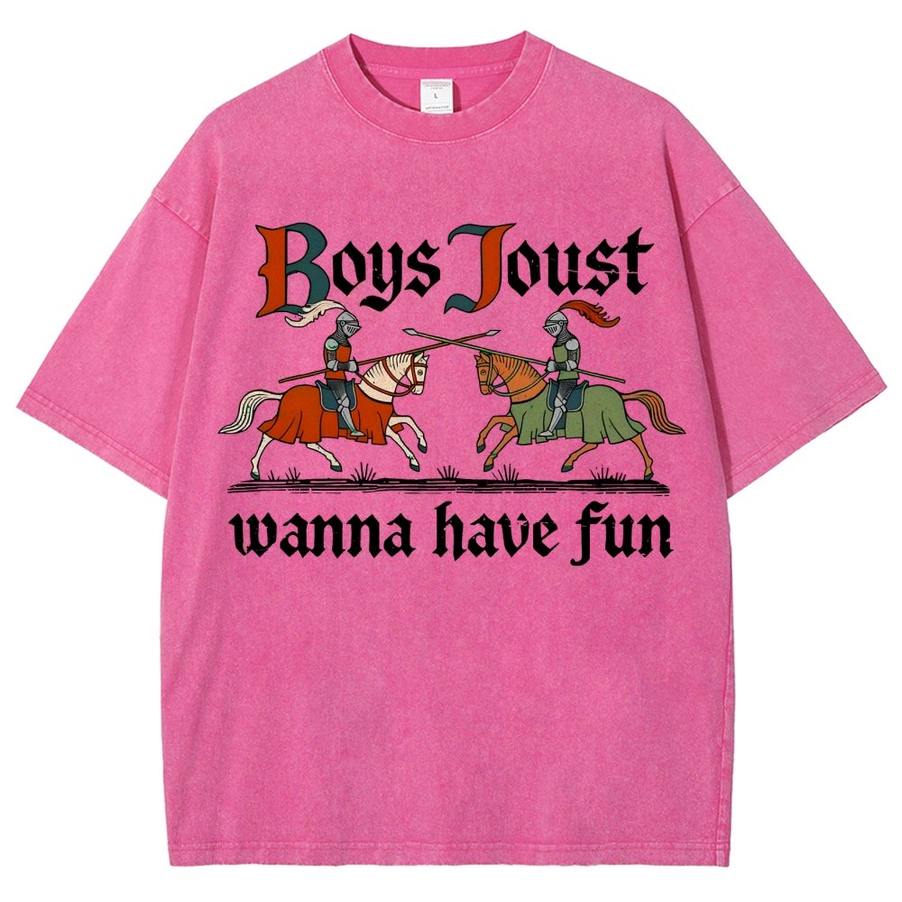 Boys Joust Wanna Have Fun Vintage Distressed T-shirt