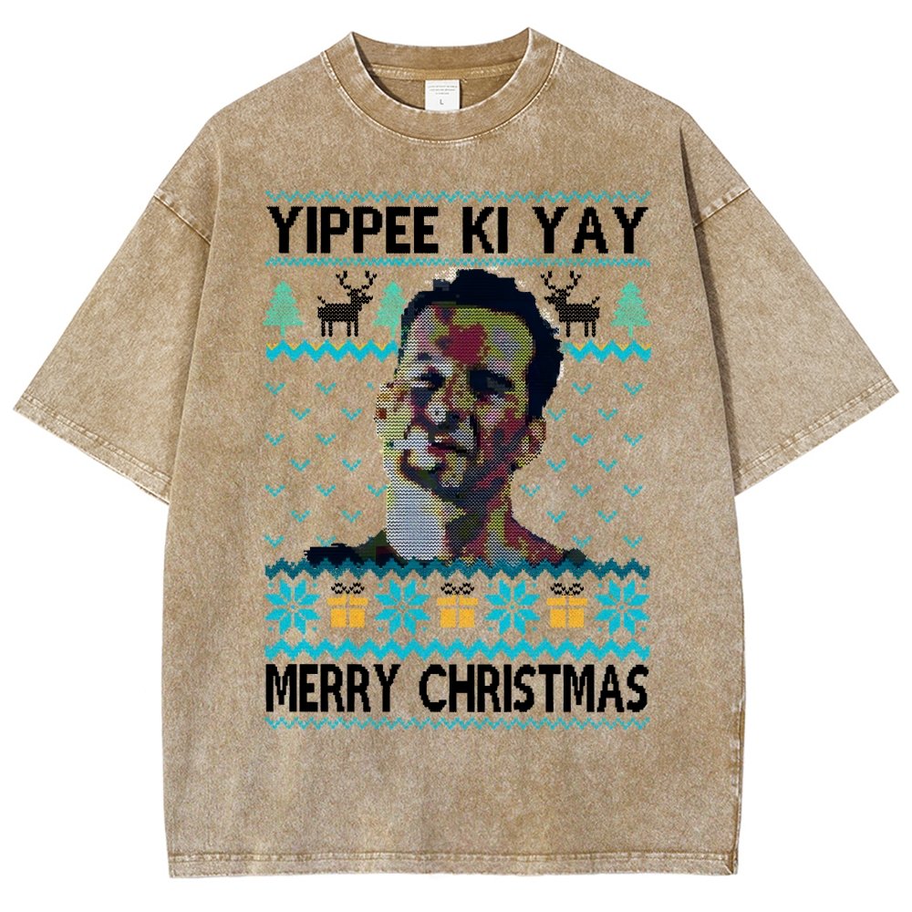 Yippee Ki Yay Christmas Vintage Distressed T-shirt