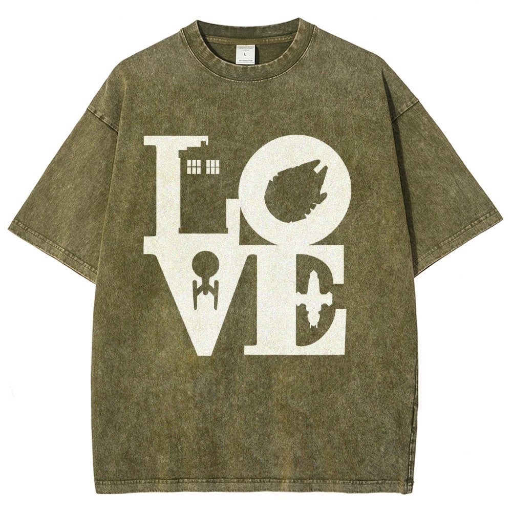 I Love SciFi Black Vintage Distressed T-shirt