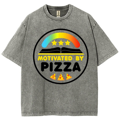 Motivated By Pizza Vintage Distressed T-shirt
