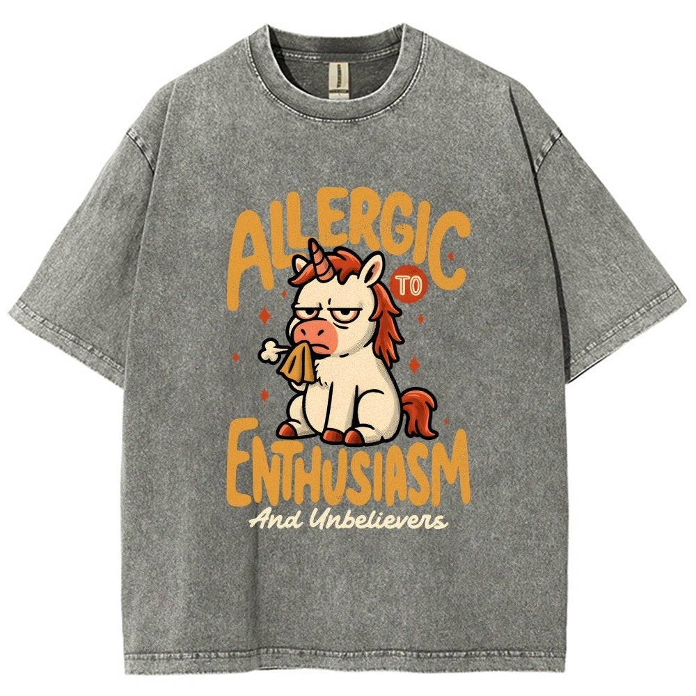 Allergic to Enthusiasm Vintage Distressed T-shirt