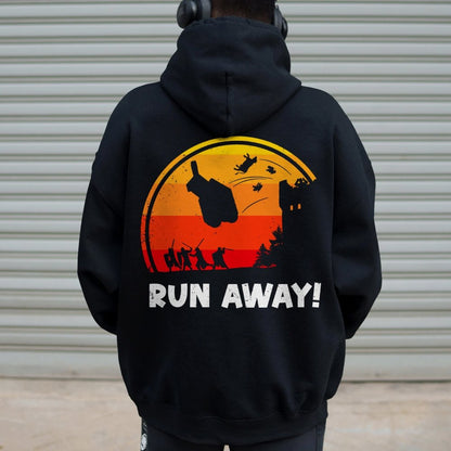 Run Away Printed Back Unisex Cotton Hoodie