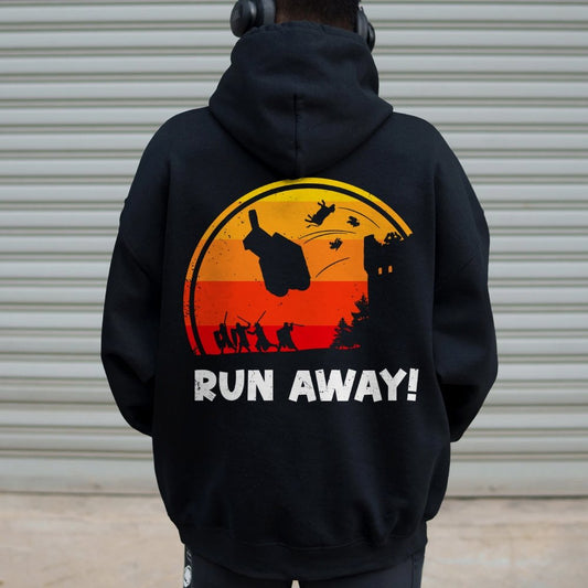 Run Away Printed Back Unisex Cotton Hoodie