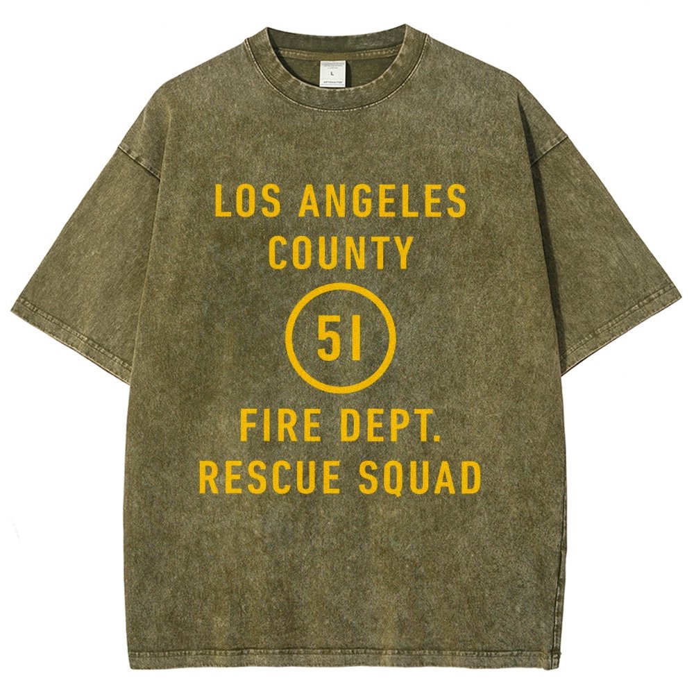 Emergency - Los Angeles County Fire Dept. Squad 51 Vintage Distressed T-shirt