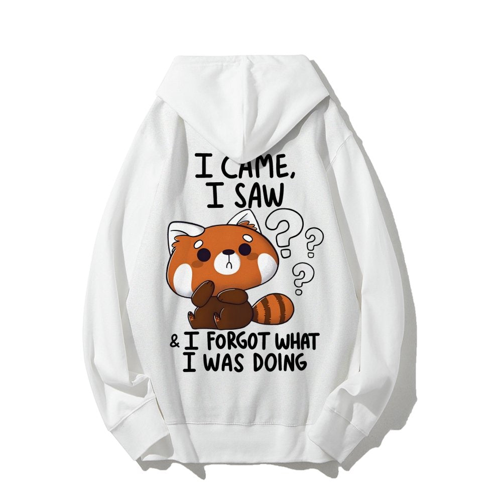Forgetful Red Panda Printed Back Unisex Cotton Hoodie