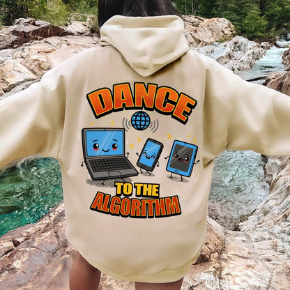 Dance To The Algorithm Funny Printed Back Unisex Cotton Hoodie