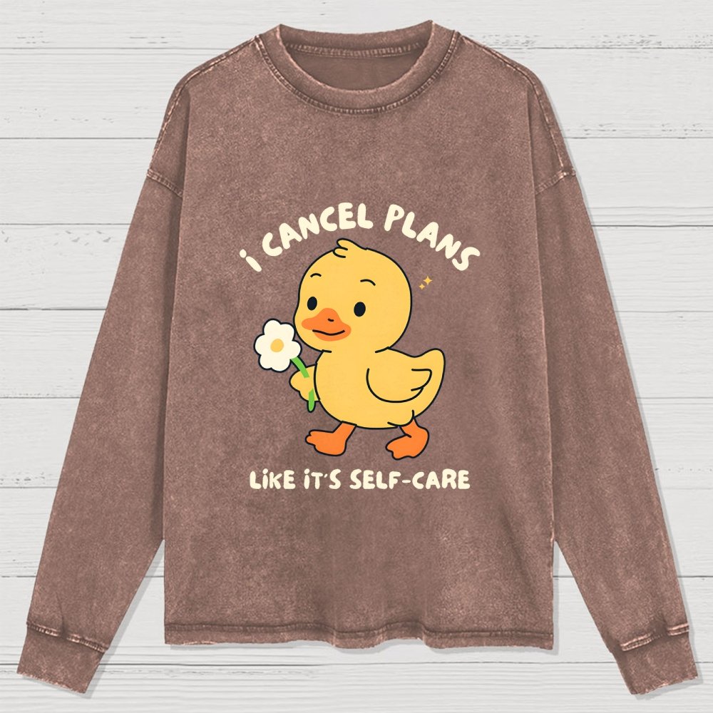 I Cancel Plans Washed Long Sleeve Tee