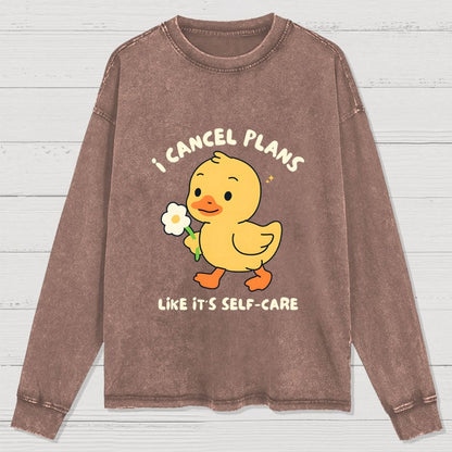 I Cancel Plans Washed Long Sleeve Tee
