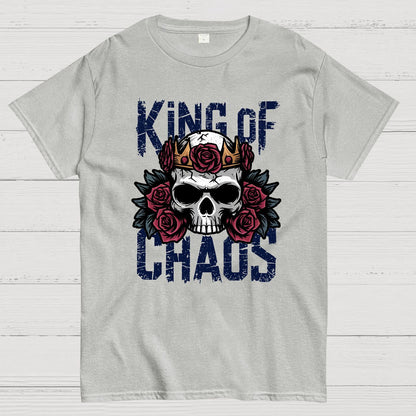 King of Chaos Skull Rose Crown Nerdy T-Shirt