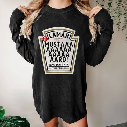 Lamar Mustard TV Off Essential Washed Long Sleeve Tee