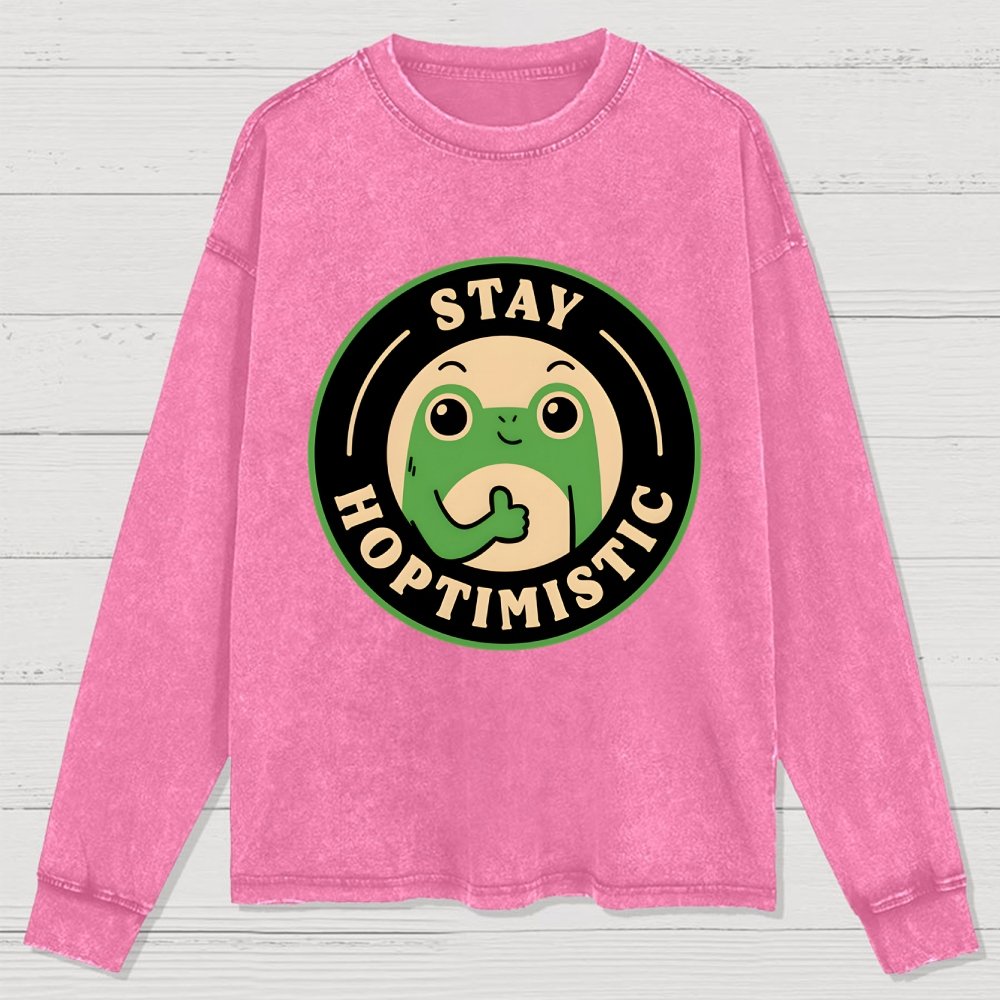 Stay Hoptimistic Washed Long Sleeve Tee
