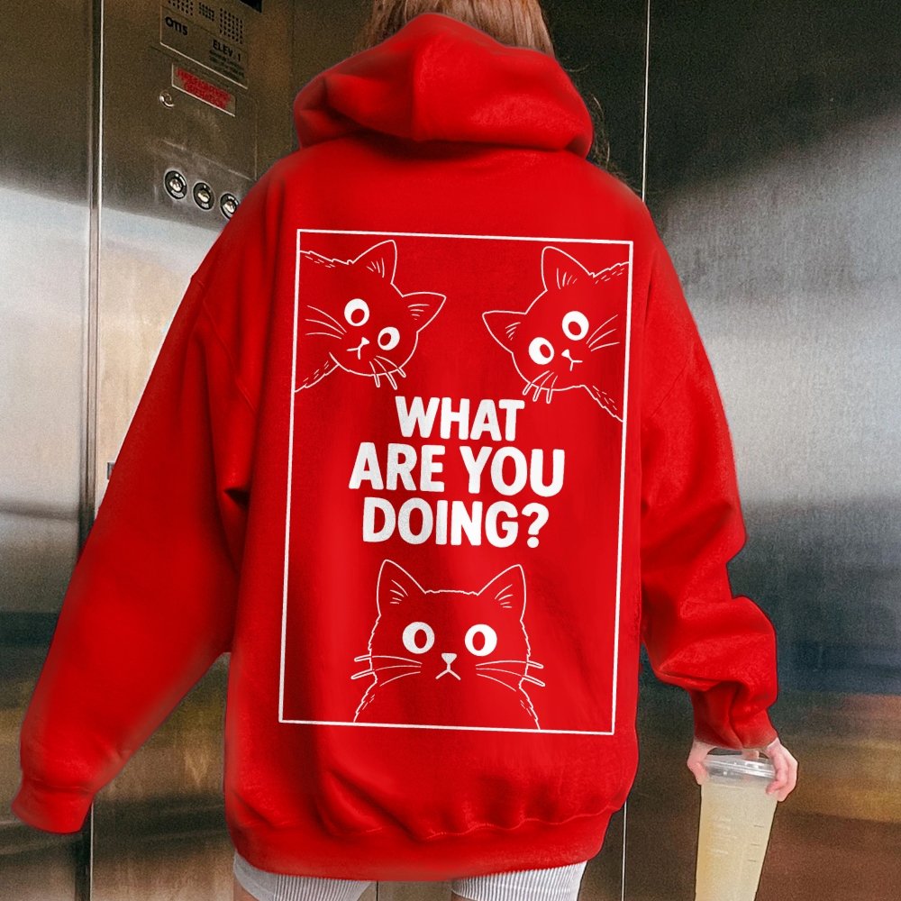 What Are You Doing Printed Back Unisex Cotton Hoodie