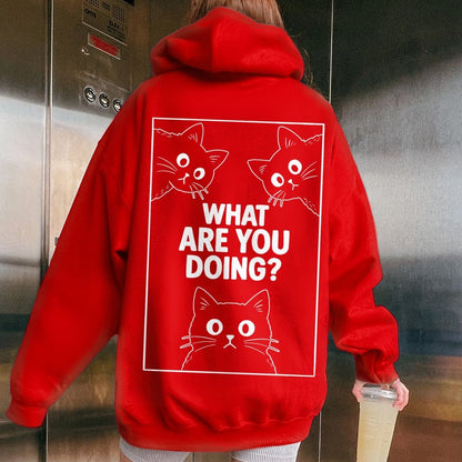 What Are You Doing Printed Back Unisex Cotton Hoodie