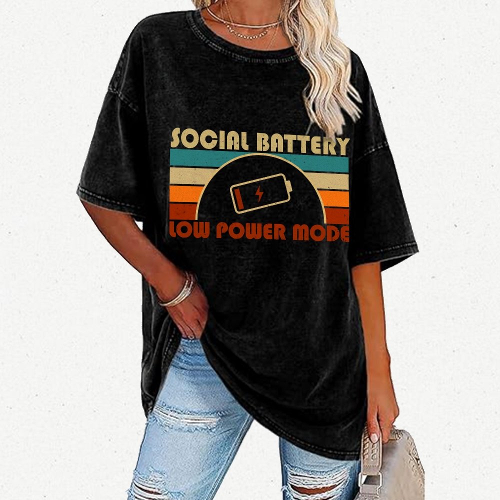 Low Social Battery Vintage Distressed T-shirt