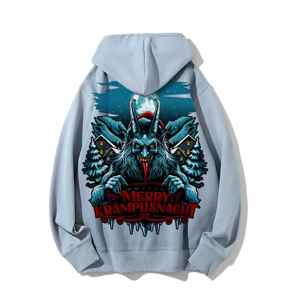 Merry Krampusnacht Christmas Geek Printed Back Cotton Hoodie