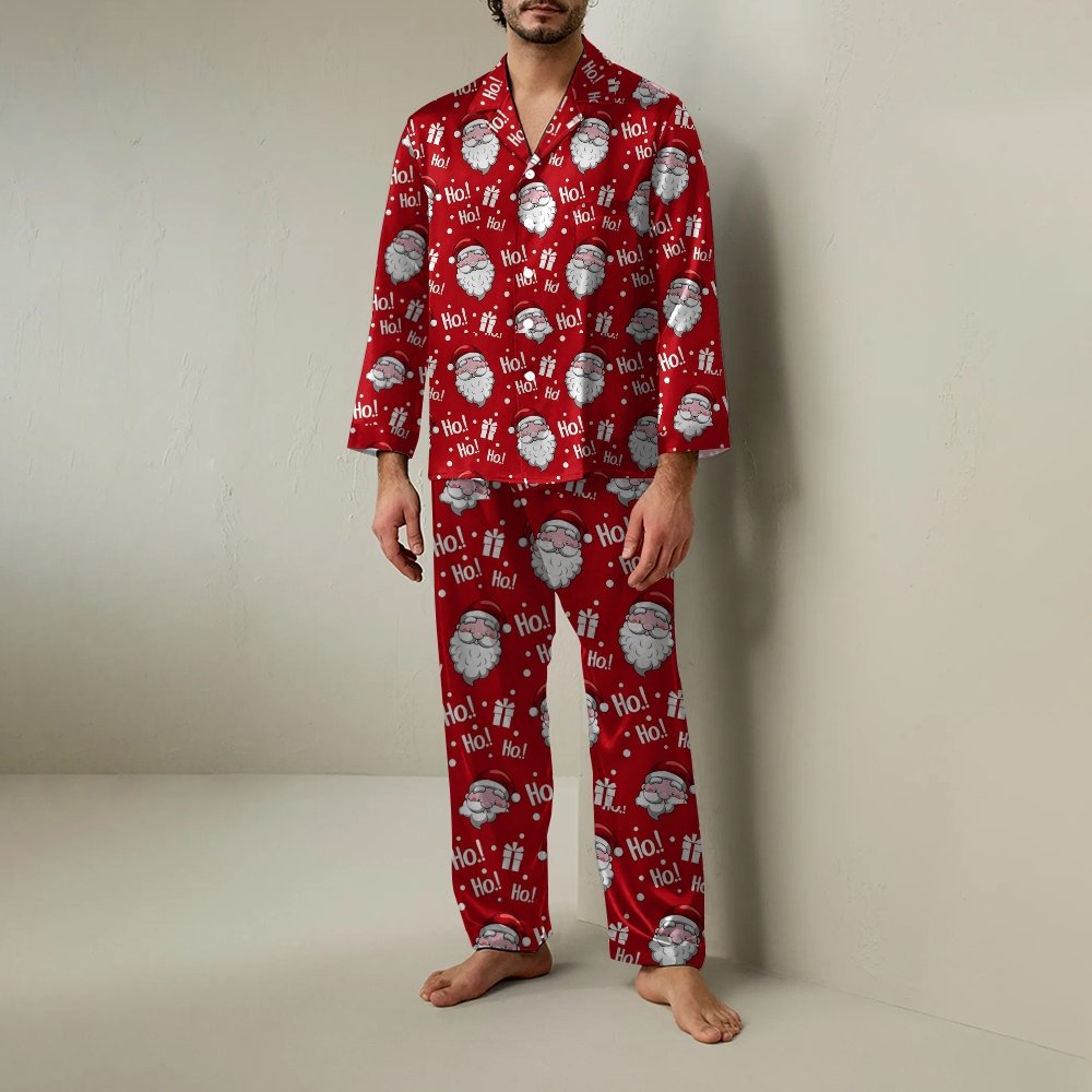 Unisex Christmas Print Geek Long Sleeve Pajama Set