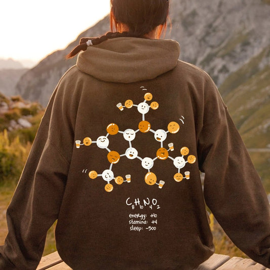 Caffeine Power Up Printed Back Unisex Cotton Hoodie