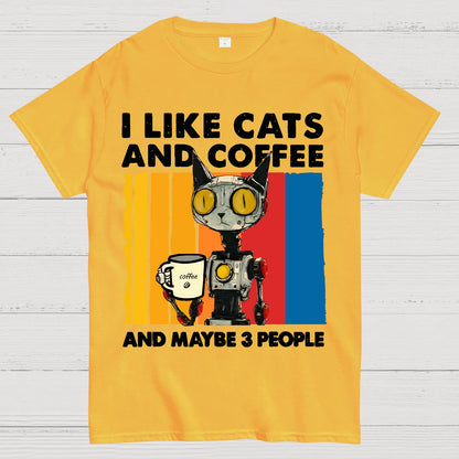 I Like Robot Cats And Coffee Geek T-Shirt