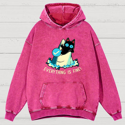 Everything Is Fine! Cat Vintage Distressed Hoodie