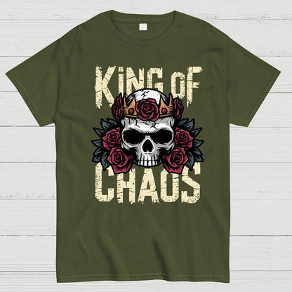 King of Chaos Skull Rose Crown Nerdy T-Shirt