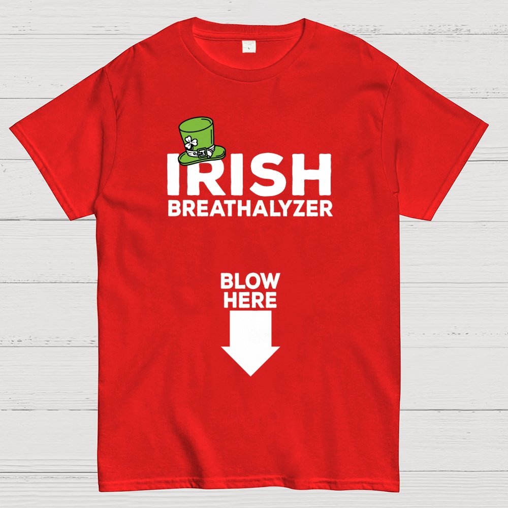 Irish Breathalyzer Blow here Funny St Patrick's Geek T-Shirt