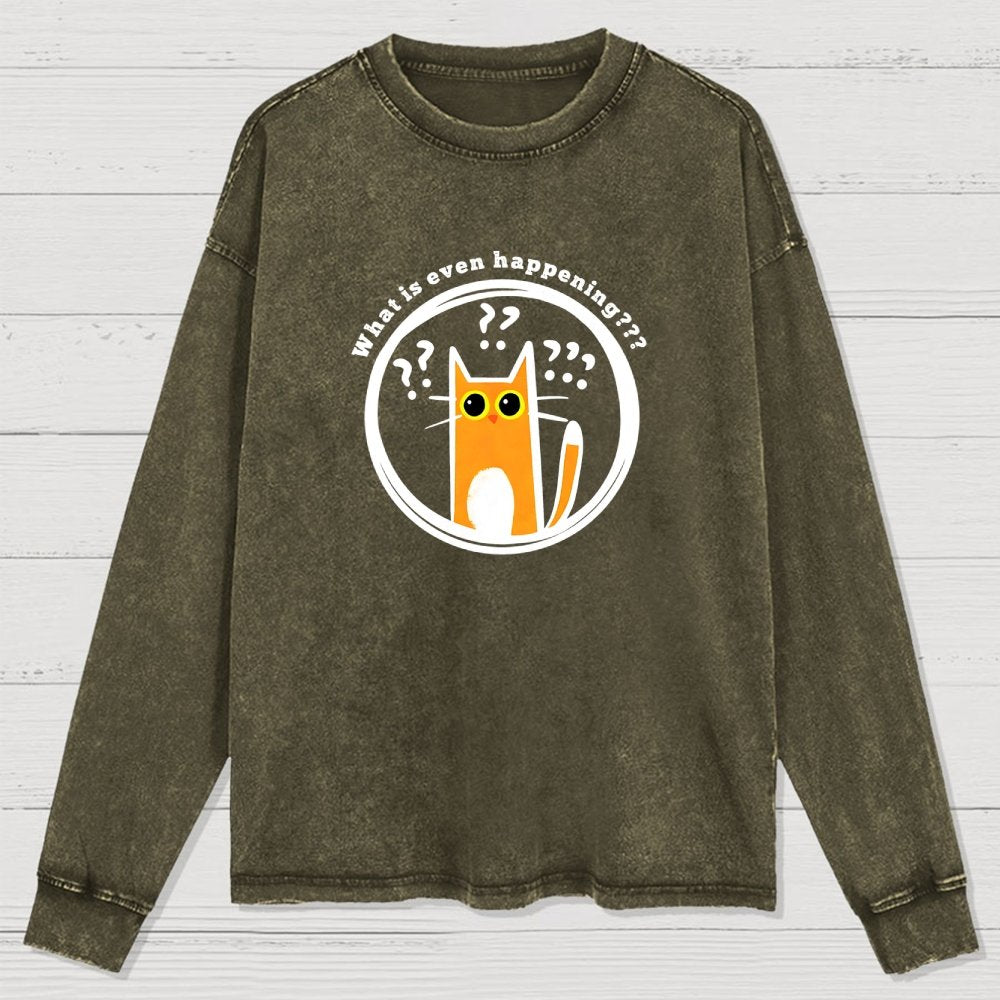 What Is Even Happening Washed Long Sleeve Tee