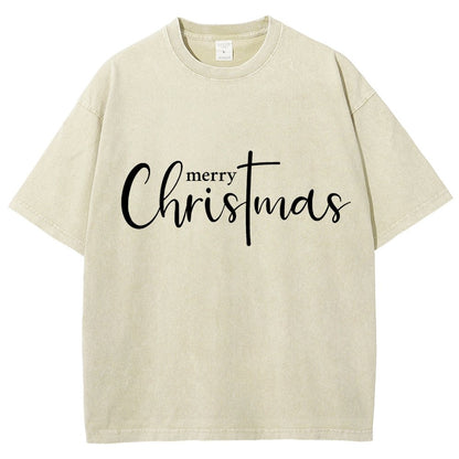 Merry Christmas .Christmas Cross Vintage Distressed T-shirt