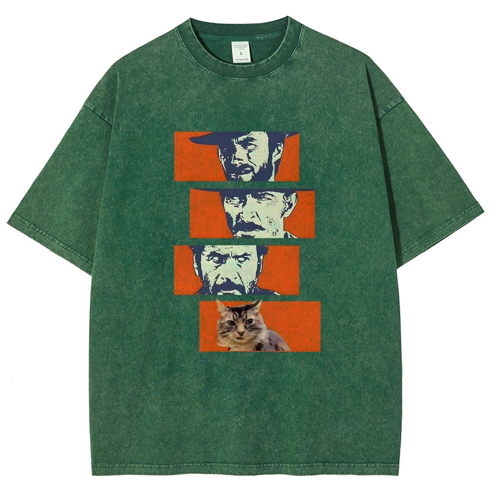 Buono Brutto Cattivo And Cat Vintage Distressed T-shirt