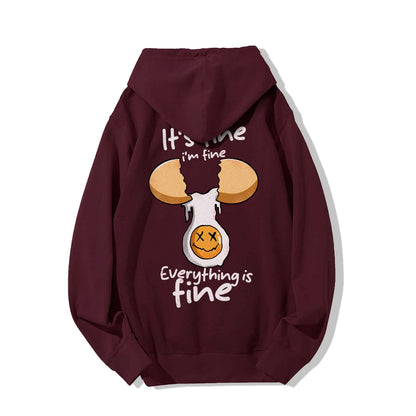 Everything is fine Printed Back Unisex Cotton Hoodie