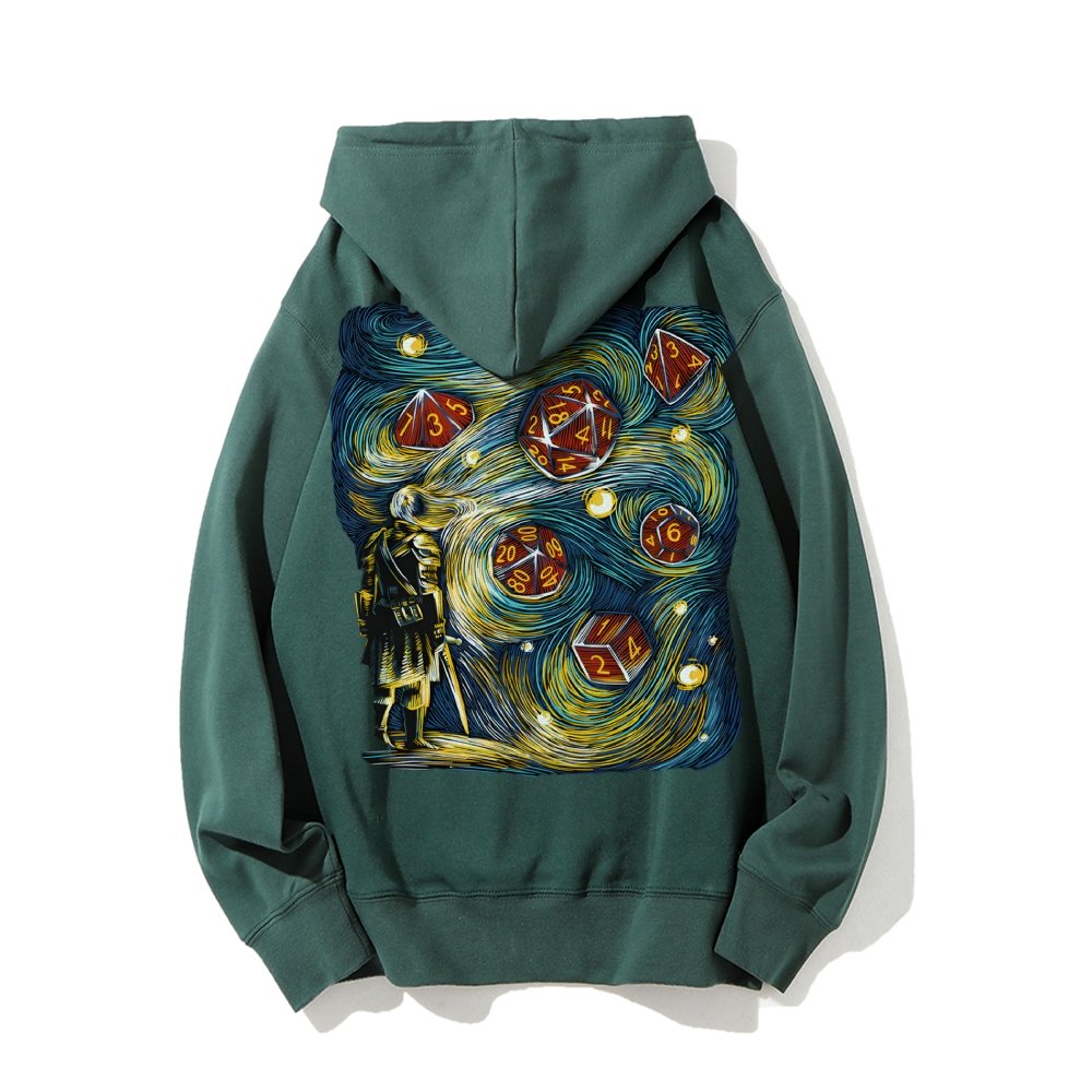 Starry Dice Printed Back Cotton Hoodie