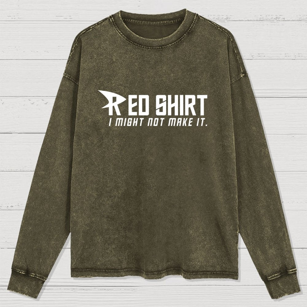 Red Shirt Washed Long Sleeve Tee
