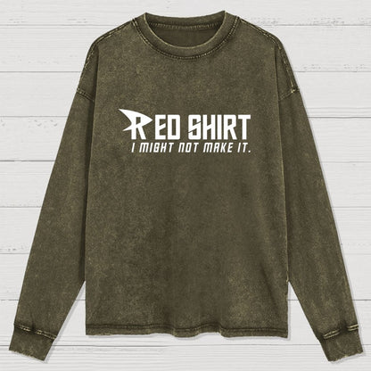 Red Shirt Washed Long Sleeve Tee