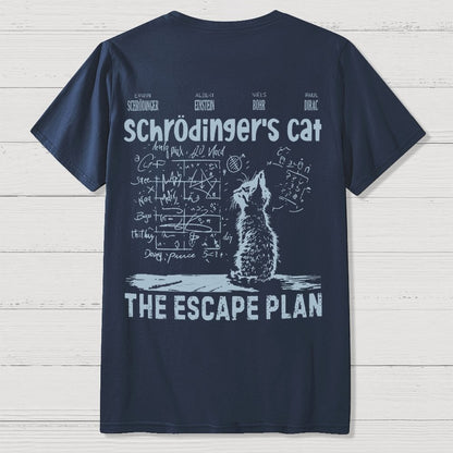 Schrodinger's Cat Escape Plan Interesting Physics Science Back-printed Geek T-shirt