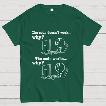 Programmer The Code Doesn't Work Why The Code Works Why Funny T-Shirt