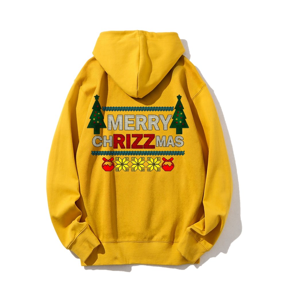 MERRY CHRIZZMAS Printed Back Unisex Cotton Hoodie