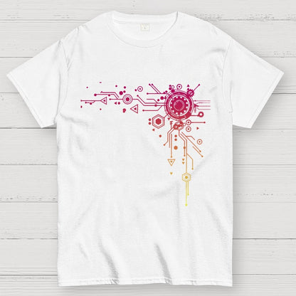Blue Tech Element Print Unisex Geek T-Shirt