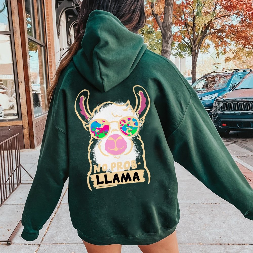 No probllama Printed Back Unisex Cotton Hoodie