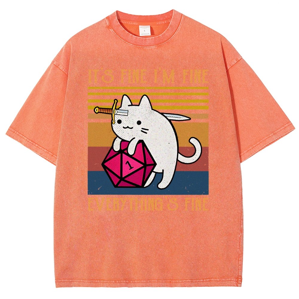 Cat It's Fine I'm Fine Everything's Fine Vintage Distressed T-shirt